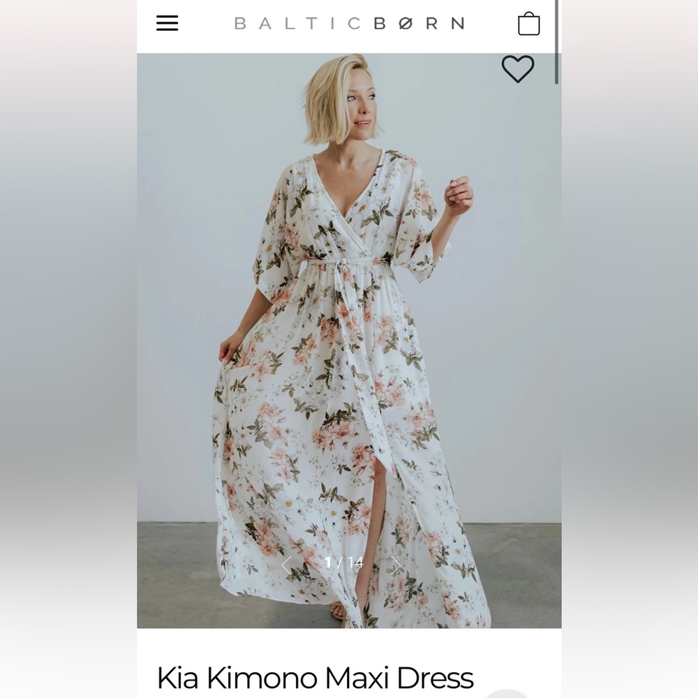 Baltic Born Kia Kimono Maxi Dress Large White Floral